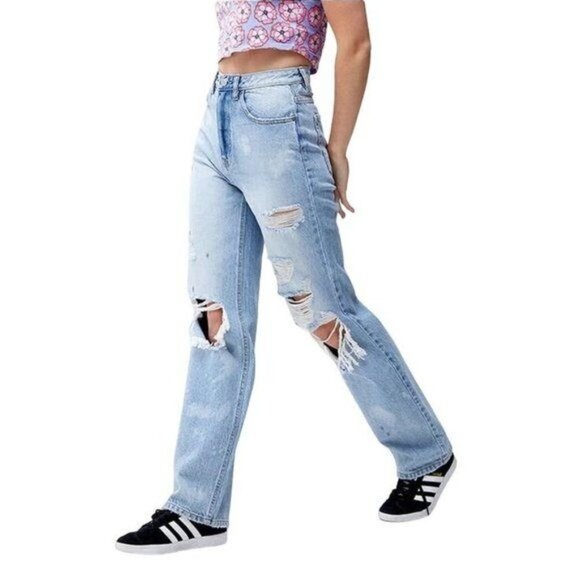 PacSun Pac Sun '90s Boyfriend Ripped Jeans Streetwear Size 25 Distressed - Picture 3 of 13